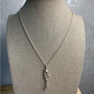SHB Signed Silver Tone Necklace Branch and Faux Diamond Necklace